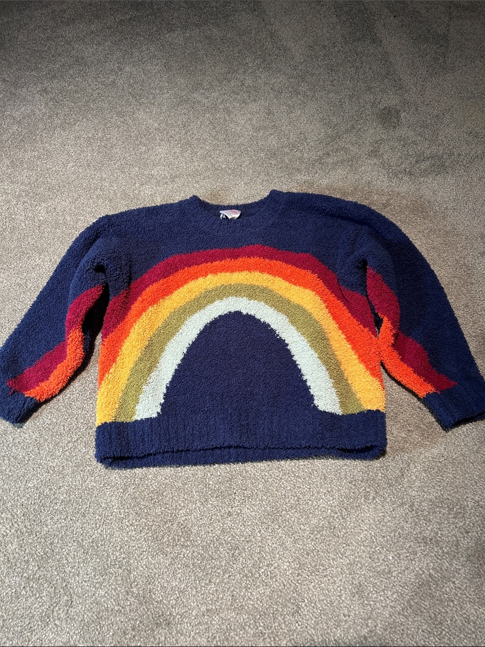 Hanna Andersson Navy Sweater with Rainbow Arc